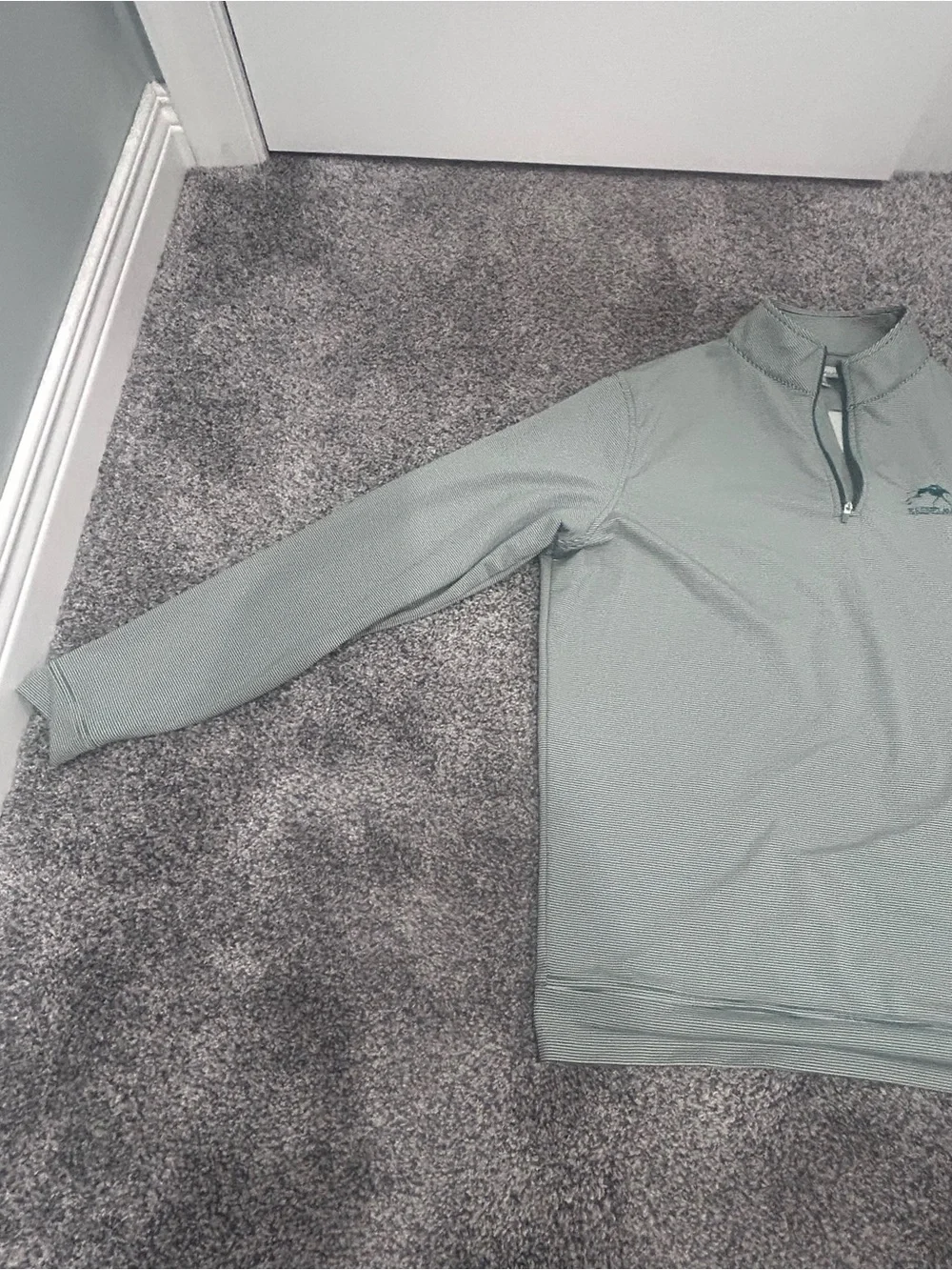 Keeneland Peter Millar Green Striped Lightweight Quarter-Zip Shirt Jacket